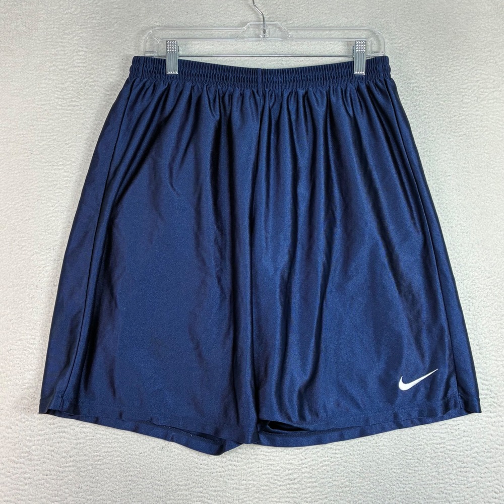 Vintage Nike Baggy Basketball Shorts Men L Blue Silky Dazzle 90s Made In USA